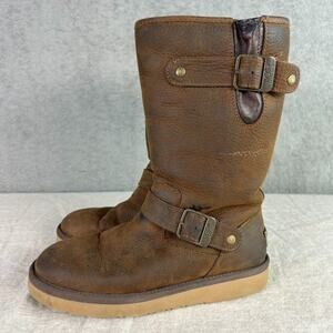 Ugg Australia Women Sutter Suede Boots Size 6 Shearling Lined Toast Brown Winter